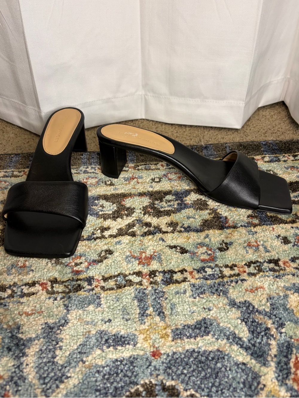 Black Leather Square-Toe Mule Sandals - Timeless Women's Heels